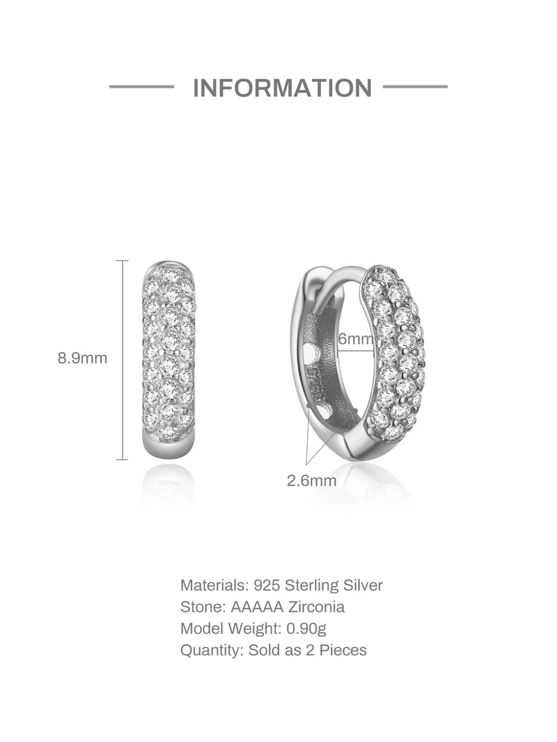 Danoz JewelrySmart, ROXI Half Side Zircon Crystals Hoop Earrings for Women Girls 925 Sterling Silver Jewelry Huggie Earrings Pendientes Plata 925
