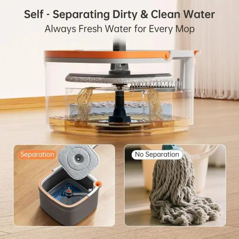 🧹 Danoz CleanSmart | SpinClean Pro 7-Piece Mop & Bucket Set | Self-Wringing | Dirty/Clean Water Separation | 2 Microfibre Pads