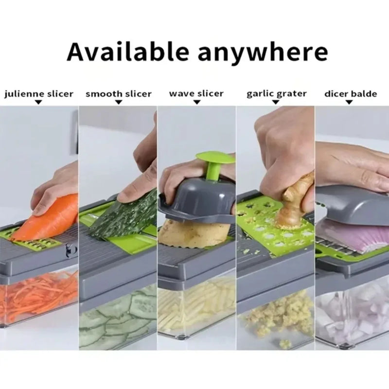 🥗 Danoz KitchenSmart | 16-in-1 Handheld Vegetable Chopper | Slicer, Dicer & Grater | 304 SS Blades | Container & Safety Guard | Dishwasher Safe | FCM Certified ✨