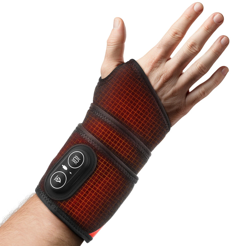 Danoz MassageSmart - USB Rechargeable, Infrared Heating Wrap Wrist Massager Pad Wristband Bandage with 660 & 850nm Light 3 Levels Vibration Joint Relax