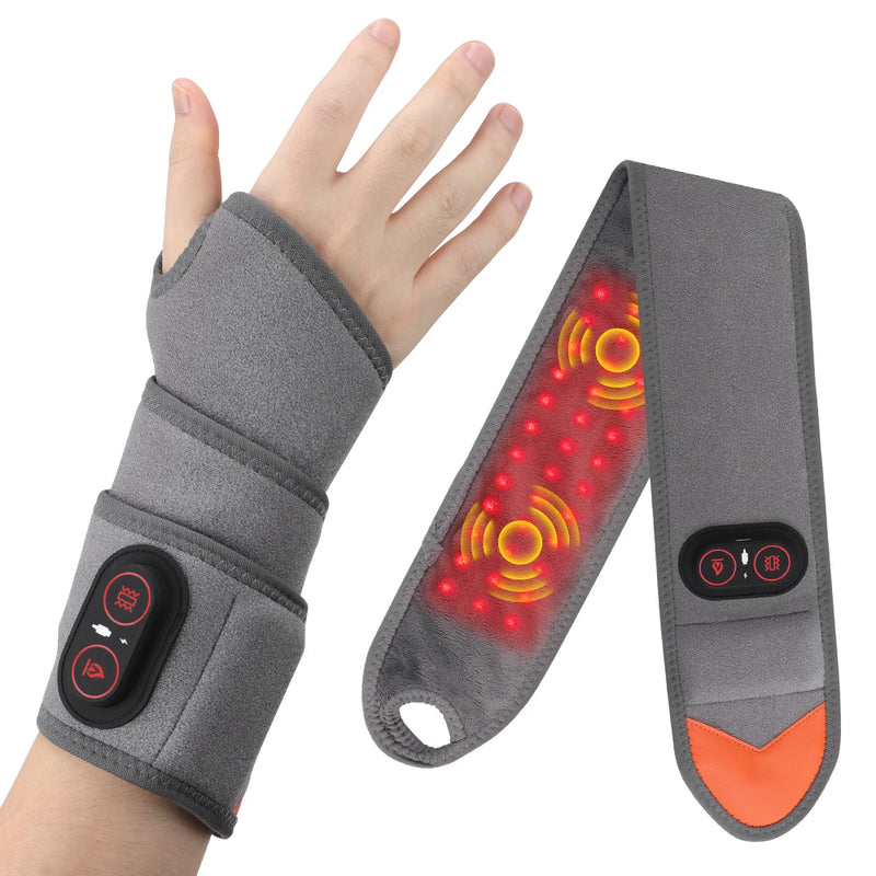 Danoz MassageSmart - USB Rechargeable, Infrared Heating Wrap Wrist Massager Pad Wristband Bandage with 660 & 850nm Light 3 Levels Vibration Joint Relax