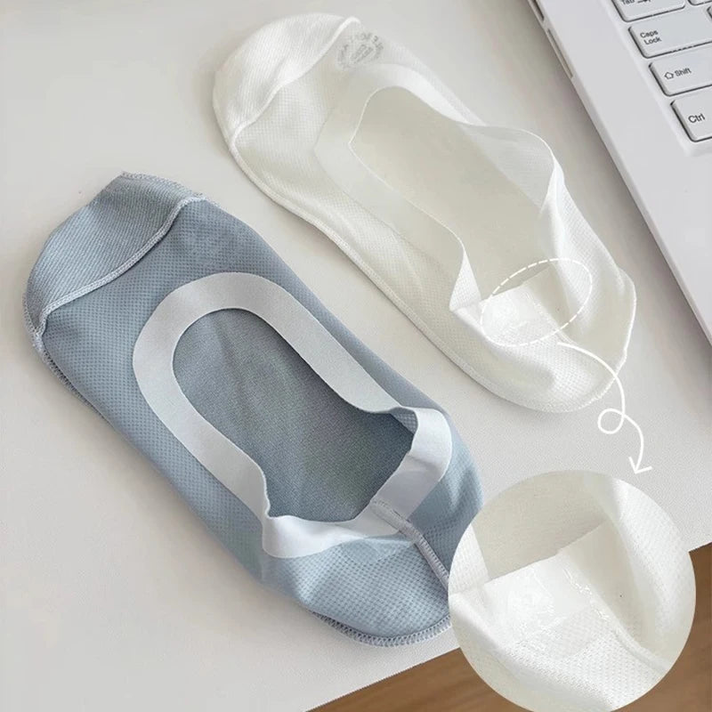 Danoz SockSmart - 4 or 10 Pairs Women Breathable Mesh Invisible Socks Spring Summer Thin Soft Comfortable Silicone Anti Slip Cotton Casual Socks