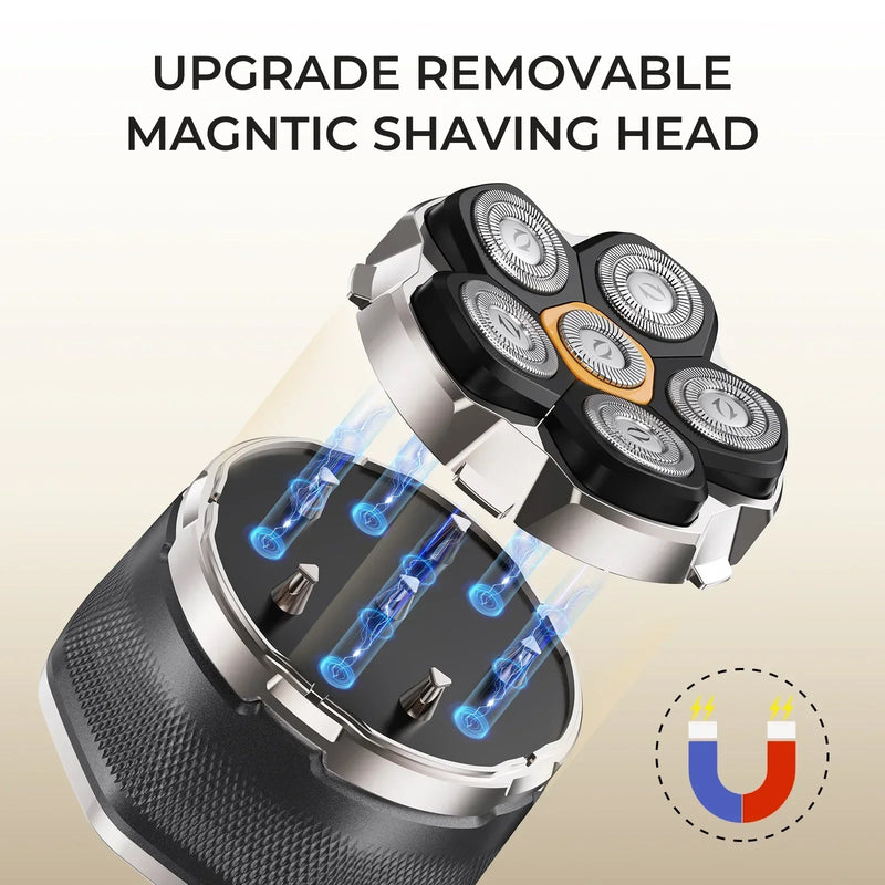 🪒 Danoz ShaveSmart | Sweker 6D Head Shaver for Bald Men | IPX7 Wet & Dry | 150-Min Battery | Magnetic Head | LED Display | Type-C