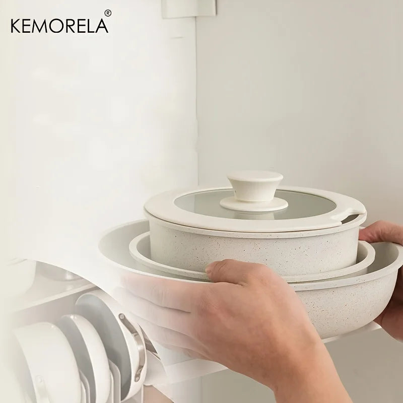Danoz CookSmart KEMORELA 5-Piece Non-Stick Cookware Set 🍳✨ | Detachable Handles | Stackable | Oven Safe | Cream White | Home, Camping & Caravan | ACCC Approved | 5-Year Warranty | Free Postage!