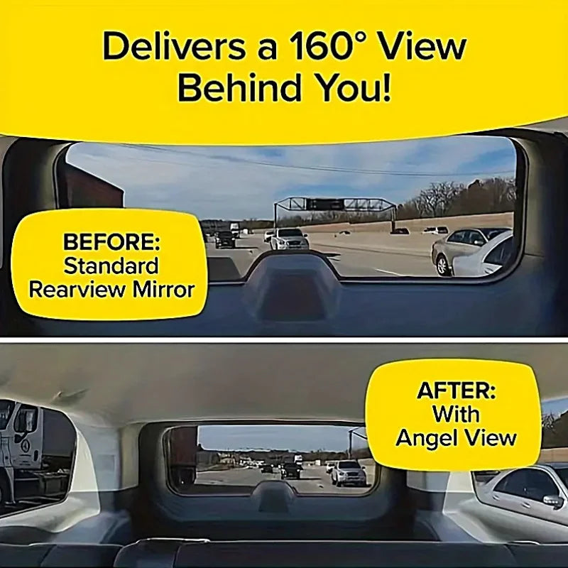 Danoz Universal Fit AngelView Curved Rearview Blind Spot Mirror, 160° Wide Angle, Enhanced Field of View, Front Position, Oval Shaped Interior