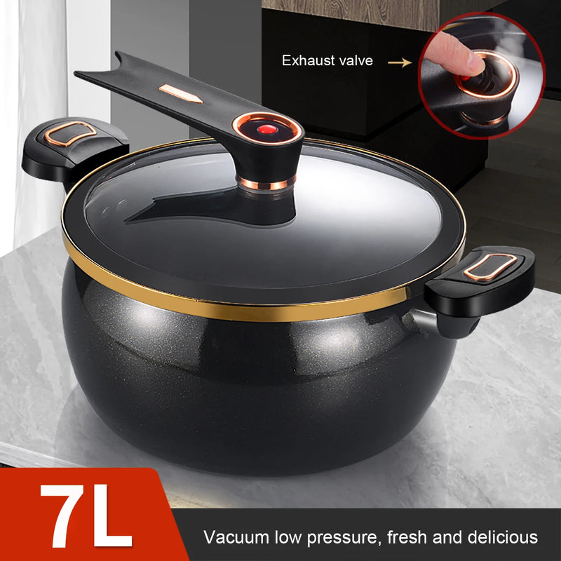 Danoz CookSmart - Fat Daddy Micro Pressure Cooker, 7L Large Capacity, 26cm, Suitable for Home Use, Multi-Functional Non-Stick Pot for Stewing and Cooking Soup, Compatible with Induction Cookers and Gas Stoves