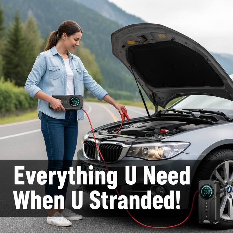 Take charge with the Exclusive Danoz Direct Car Mighty Jump/Pump Starter and Air Pump! Never get stranded with a dead battery or flat tire again!