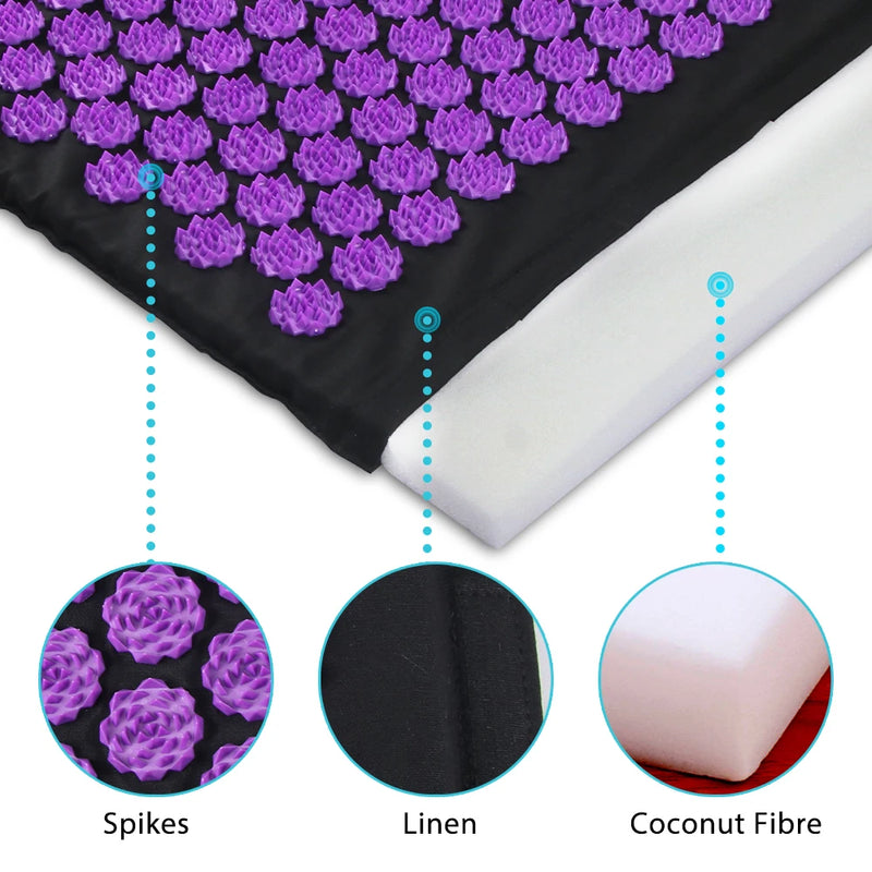 🧘 Danoz MassageSmart | Acupressure Mat & Pillow Set | Relieve Back Pain, Stress & Tension | Kuznetsov Spike Mat | Yoga & Pilates