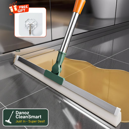 Cleaning tool with a free gift offer on a tiled floor background