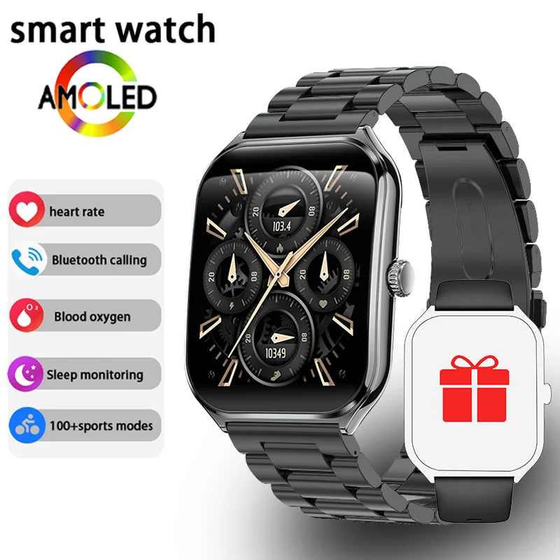 Danoz Smart - New Ultra Thin Smart Watch men 1.96" AMOLED 360*360 HD Pixel Display Always Show Time Call Reminder Smartwatch Ladies For huawei