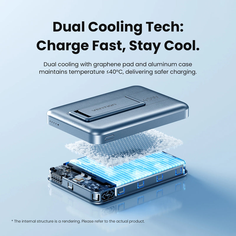 ⚡ Danoz PowerSmart | Vention Qi2.2 Magnetic Power Bank | 10000mAh | 45W USB-C | 25W Wireless | iPhone & Samsung | Digital Display | Gray