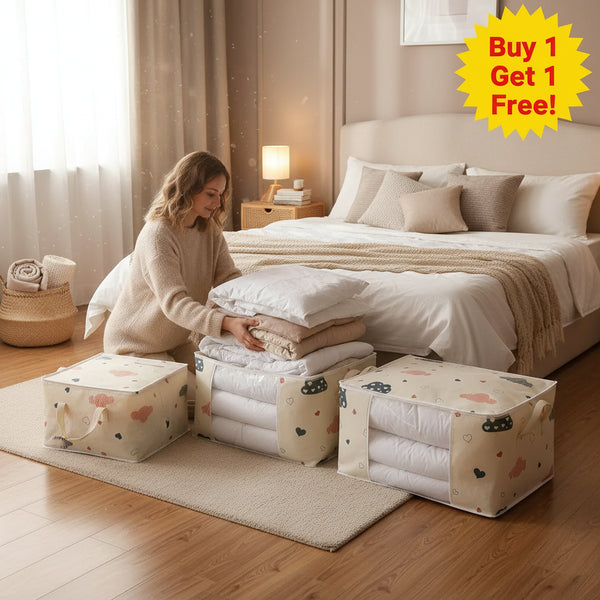 📦 Danoz StorageSmart | Large Capacity Storage Bags | Buy 1 Get 1 Free! | Clothes, Blankets & Bedding | Foldable | Dust & Moisture-Proof | Medium Blue