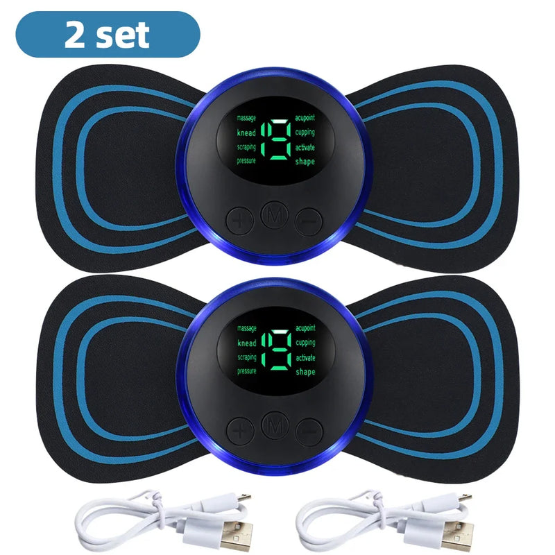 Danoz MassageSmart - USB Rechargeable Electric Neck Massager EMS Muscle Massage Stimulator Low Frequency Back Cervical Calf Patches Pain Joints Mini Device