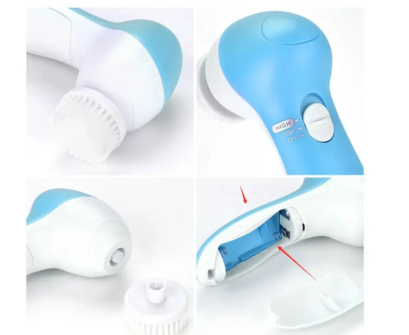 ✨ Danoz BeautySmart | 5-in-1 Electric Facial Cleansing Brush | Vibration Massage | Blackhead Removal | Spa Skin Care | CE Certified | Pink & Blue 💎