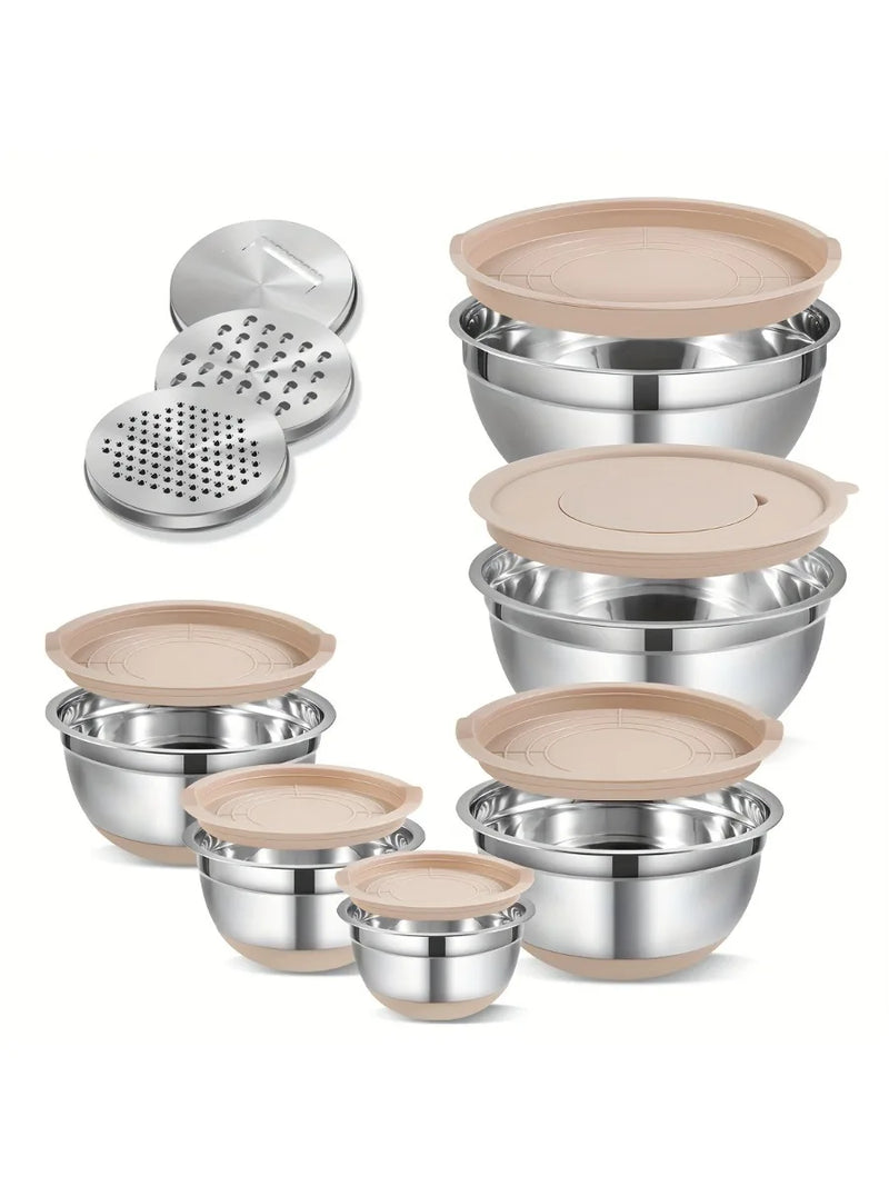 🍳 Danoz CookSmart | 15-Piece Stainless Steel Mixing Bowls Set | Lids & Grater Included | Kitchen Organisation | Holidays & Everyday Use ✨