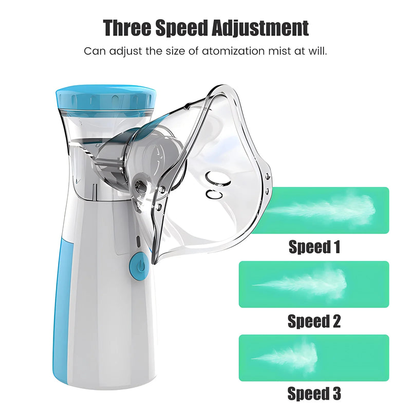 🤫 Danoz BreathSmart | ALIWUZN Mini Portable Mesh Nebulizer | Silent Atomizer | 3 Levels | Adult & Child Masks | Asthma & Respiratory Care | Blue, White or 2-Mask Bundle