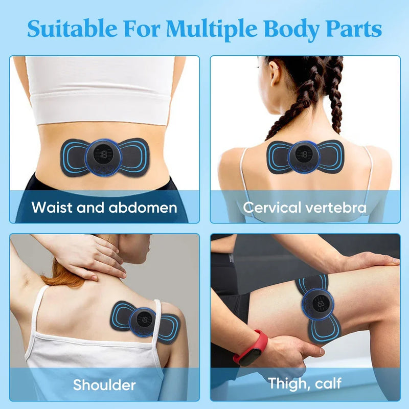 Danoz MassageSmart - USB Rechargeable Electric Neck Massager EMS Muscle Massage Stimulator Low Frequency Back Cervical Calf Patches Pain Joints Mini Device