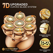 7D upgraded curved blade system with detailed features on a dark background