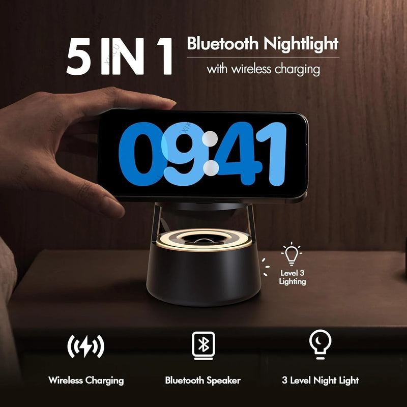 Danoz Phones - 5 in 1 Wireless Charger & Bluetooth Speaker & Night Light For Magsafe iPhone 17 16 15 14 13 12 Pro Max iWatch 11~2 AirPods Pro3