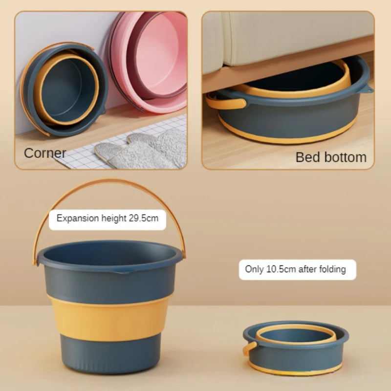 Danoz HomeSmart - 5/10/17L Folding Portable Bucket with Cover Car Wash Fishing Bathroom Silicone Bucket Outdoor Camping Household Supplies