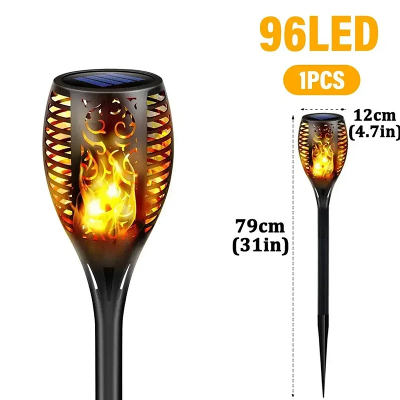 🔥 Danoz LightSmart | Solar Flickering Flame Torch Garden Light | 12 / 33 / 96 LED | IP65 Waterproof | Auto Dusk-to-Dawn | 2-4 Pack