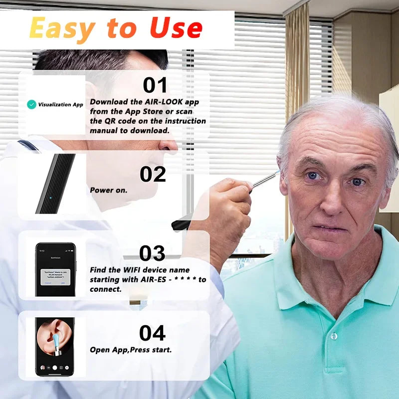 Danoz EarcareSmart - Visual Ear Wax Cleaner with Camera Safe Earwax Removal Endoscope with 5M Camera Luminous Otoscope Ear Cleaning Tools Ear Care - Buy 1 Get 1 Free!