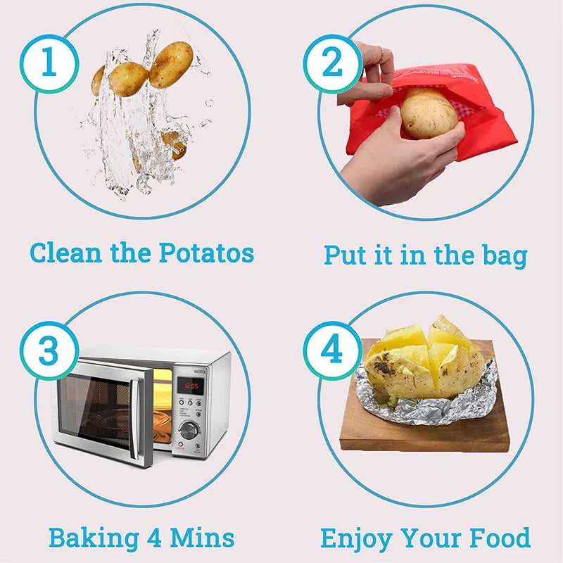 Cook perfect potatoes in just 4 minutes with Danoz PerfectSpuds - microwave potato bag! Simply add your potato, a splash of water, and let the magic happen. Buy 1 Get 1 Free!