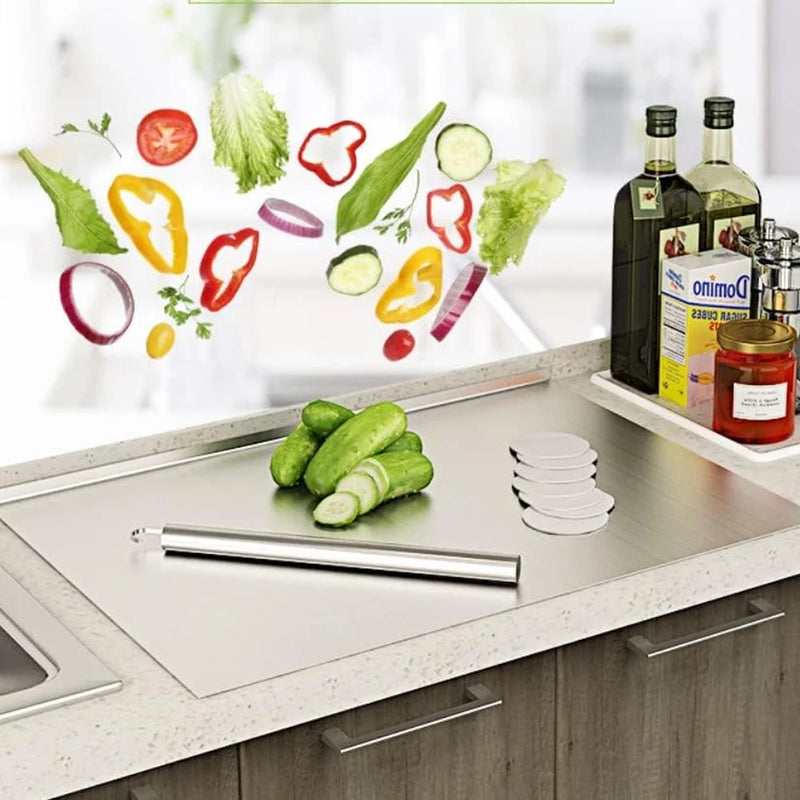 🔪 Danoz KitchenSmart | 304 Food Grade Stainless Steel Chopping Board | Non-Slip Edge | Large 40x50cm | Cutting Board for Vegetables, Pastries & More ✨