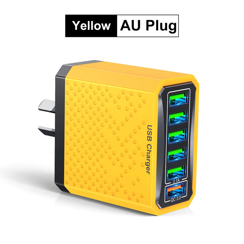 Danoz Smart - Fast Charger 6 IN 1 6 Ports Multii Charger USB Fast Charging Charger 3.1A QC3.0 Quick Charger Adapter Australian Charger - Buy 1 Get 1 Free