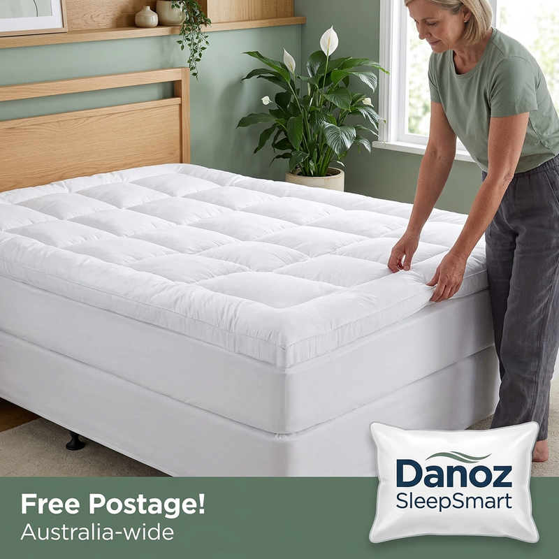 🛏️ Danoz SleepSmart | Double Fitted Pillowtop Mattress Topper | 5cm Loft & 45cm Elastic Skirt | Free Postage!