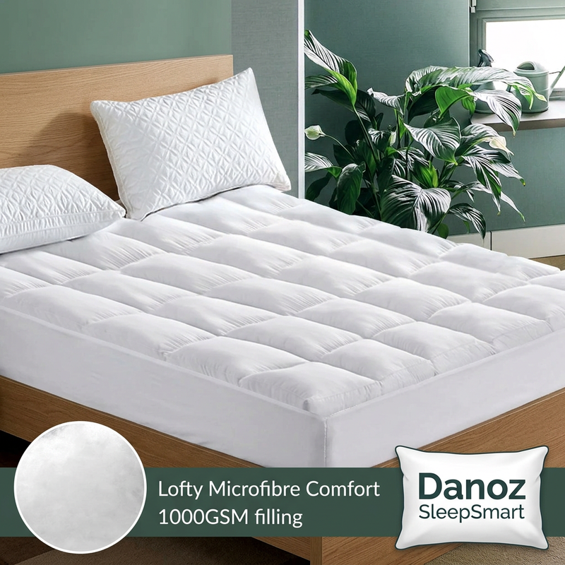 🛏️ Danoz SleepSmart | Double Fitted Pillowtop Mattress Topper | 5cm Loft & 45cm Elastic Skirt | Free Postage!