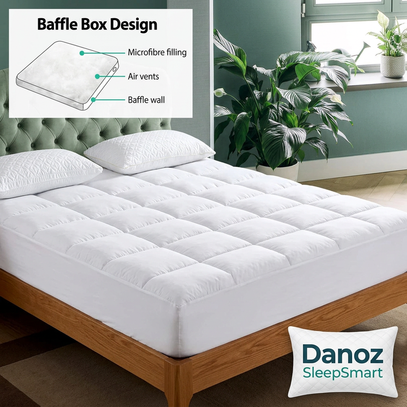 🛏️ Danoz SleepSmart | Double Fitted Pillowtop Mattress Topper | 5cm Loft & 45cm Elastic Skirt | Free Postage!
