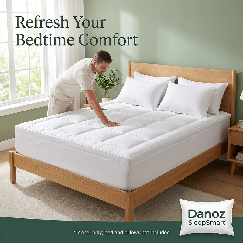 🛏️ Danoz SleepSmart | Double Fitted Pillowtop Mattress Topper | 5cm Loft & 45cm Elastic Skirt | Free Postage!
