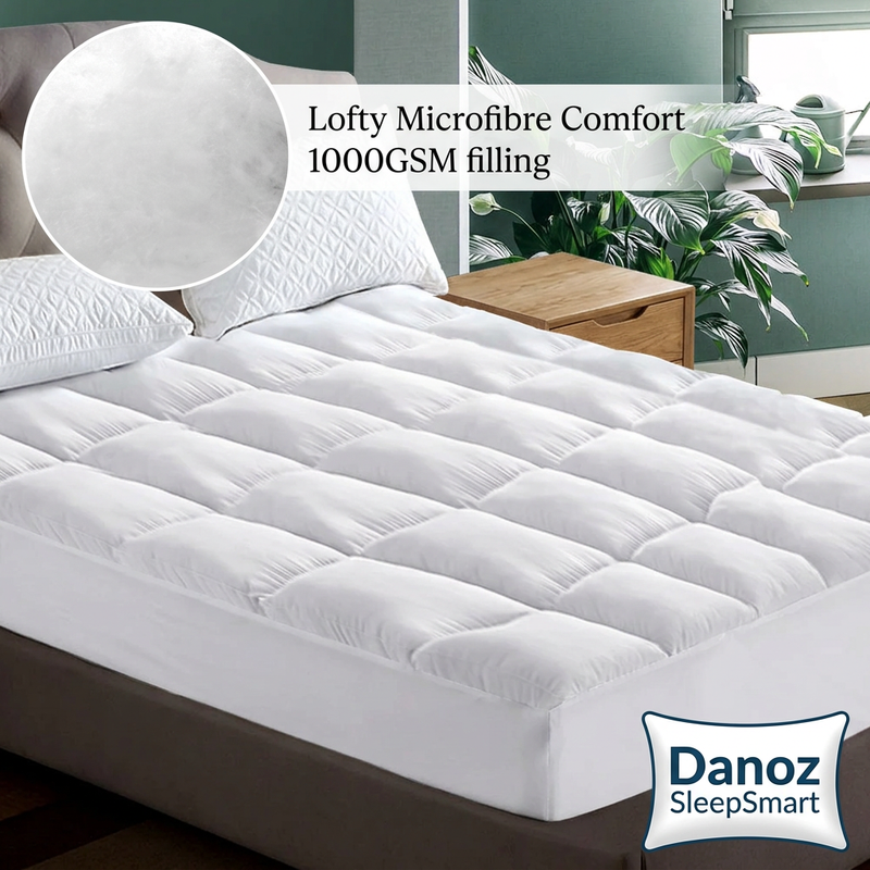 🛏️ Danoz SleepSmart | King Single Fitted Pillowtop Mattress Topper | 5cm Loft & 45cm Elastic Skirt | Free Postage!