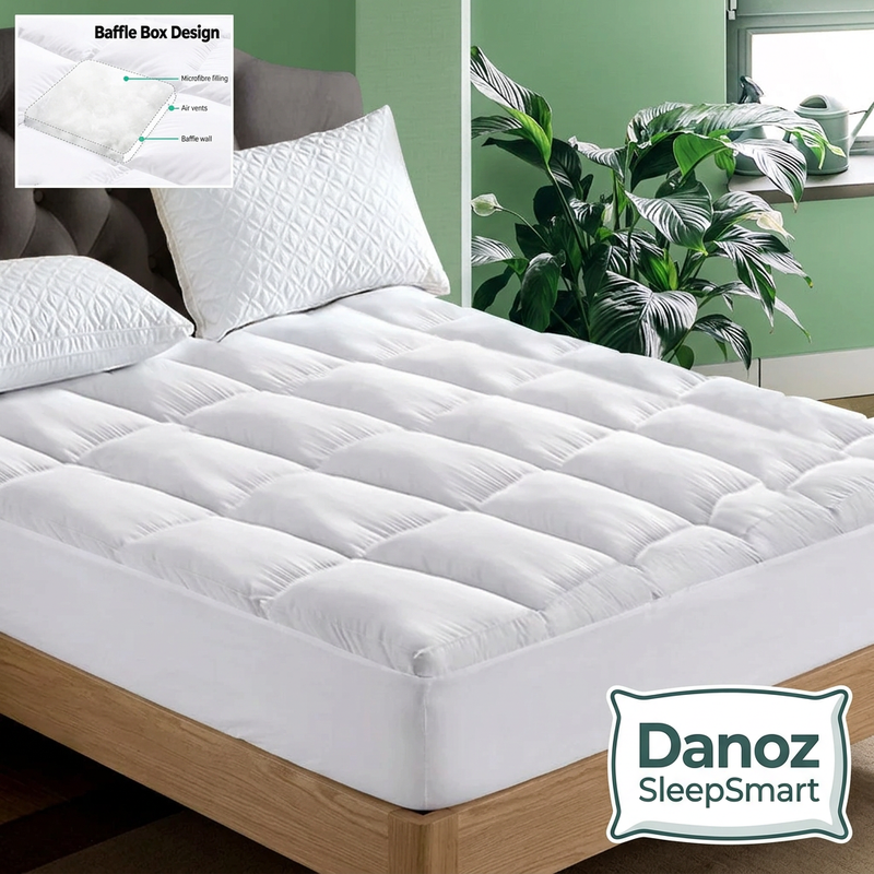 🛏️ Danoz SleepSmart | King Single Fitted Pillowtop Mattress Topper | 5cm Loft & 45cm Elastic Skirt | Free Postage!