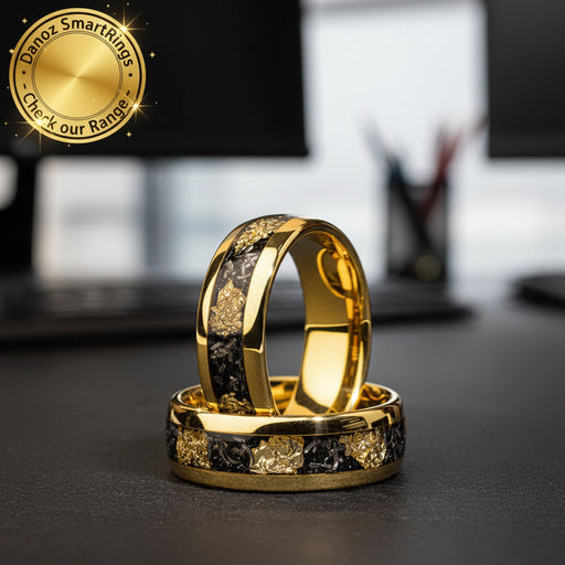 Gold and black ring with 'TUSSTEN' branding on a dark background