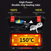 High power double ring heating tube with temperature display and accessories in a case.