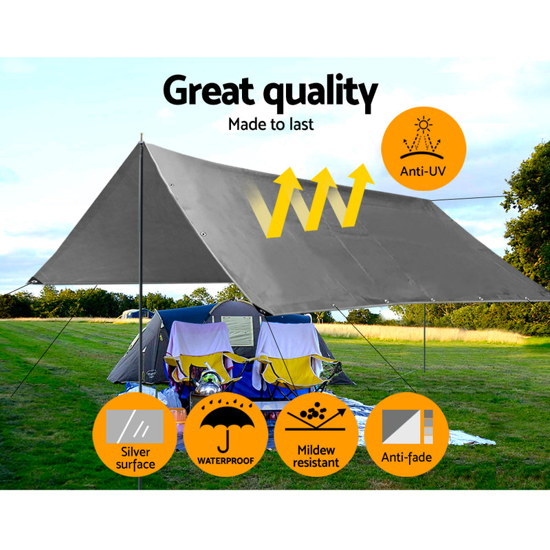 Danoz Outdoors ⛺ Instahut Tarp Tarpaulin 3.6x4.8m Canvas Camping Heavy Duty Sun Cover