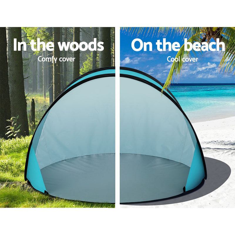 Ultimate convenience and protection with Danoz Direct - Weisshorn Pop Up Beach Tent. This portable sun shade shelter is perfect for camping