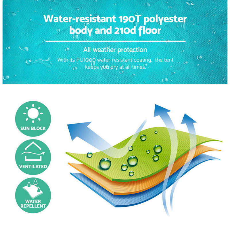 Danoz Camping - Weisshorn Pop Up Beach Tent Camping Hiking 3 Person Sun Shade Fishing Shelter