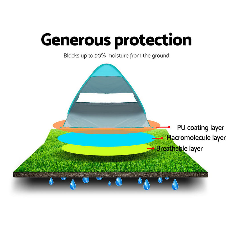 Danoz Camping - Weisshorn Pop Up Beach Tent Camping Hiking 3 Person Sun Shade Fishing Shelter