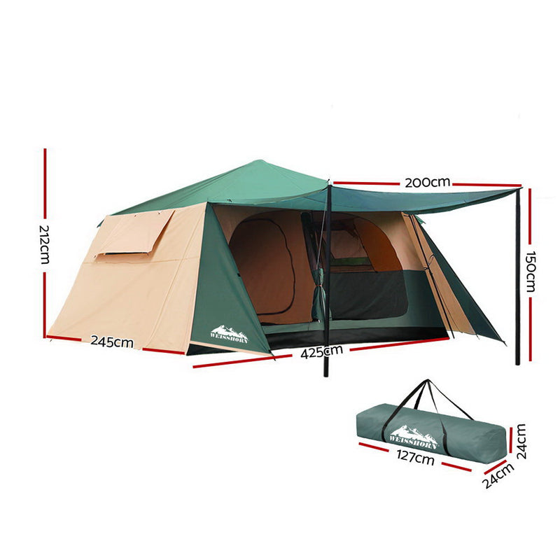 Danoz Direct - Weisshorn Instant Up Camping Tent 8 Person Pop up Tents Family Hiking Dome Camp