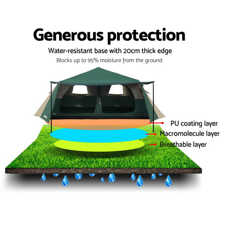 Danoz Direct - Weisshorn Instant Up Camping Tent 8 Person Pop up Tents Family Hiking Dome Camp