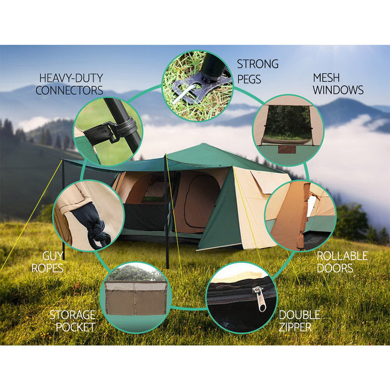 Danoz Direct - Weisshorn Instant Up Camping Tent 8 Person Pop up Tents Family Hiking Dome Camp