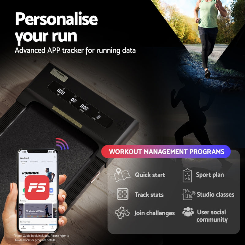 Danoz Fitness - Everfit Treadmill Electric Walking Pad Under Desk Home Gym Fitness 380mm Black