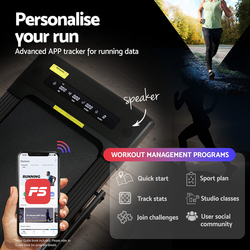 Danoz Direct - Everfit Treadmill Electric Walking Pad Under Desk Home Gym Fitness 400mm Black