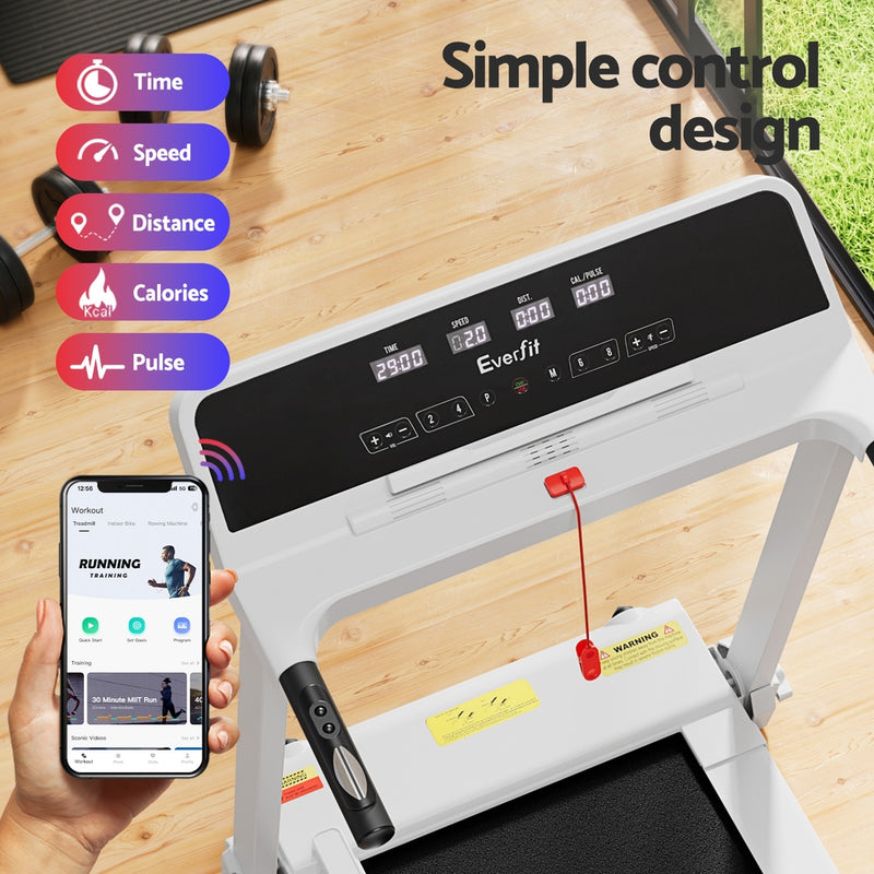 Danoz Fitness - Everfit Treadmill Electric Home Gym Fitness Exercise Knob Foldable 420mm White - Incl. Delivery