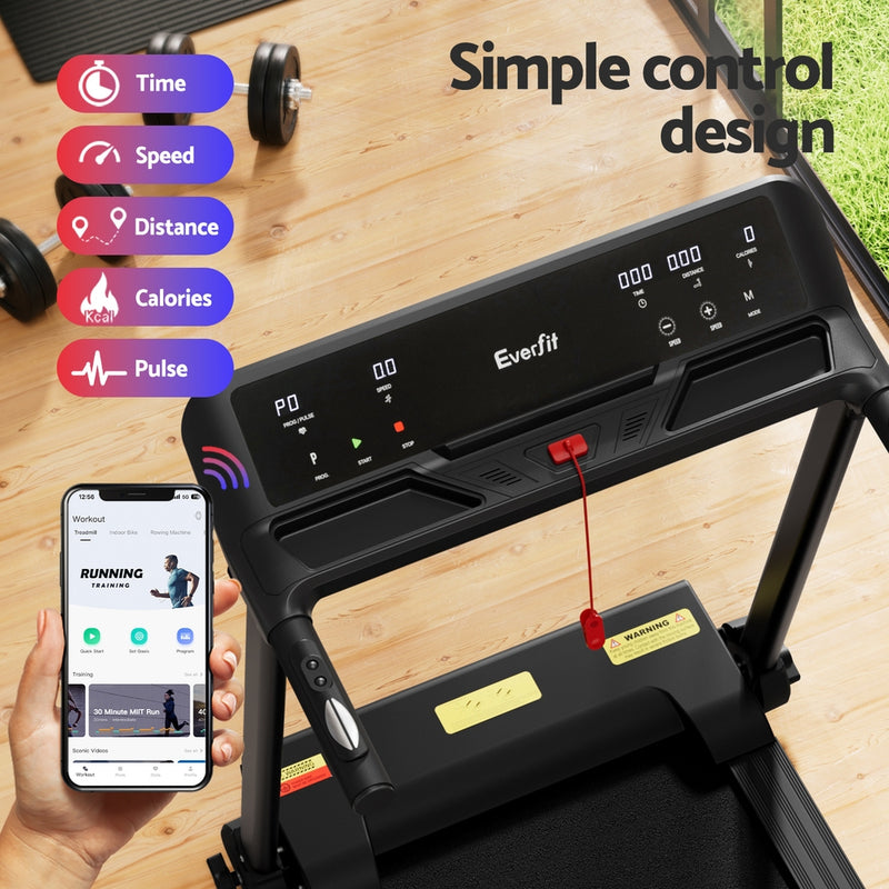Danoz Direct - Everfit Treadmill Electric Home Gym Fitness Exercise Knob Foldable 450mm Black