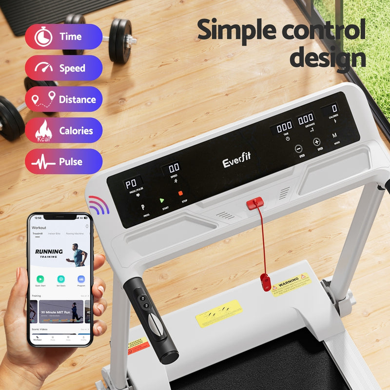 Danoz Fitness - Everfit Treadmill Electric Home Gym Fitness Exercise Knob Foldable 450mm White - Incl. Delivery