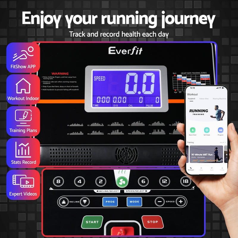 Danoz Fitness - Everfit Treadmill Electric Auto Incline Home Gym Fitness Exercise Machine 490mm - Free Delivery